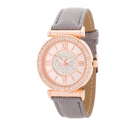 Cheap Crystal Rose Gold Watch With Leather Strap