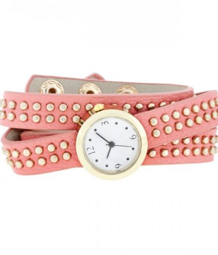 Pink Mini Studded Wrap Watch